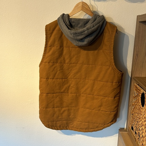 Wrangler men’s tan quilted hooded vest workwear - Picture 5 of 5